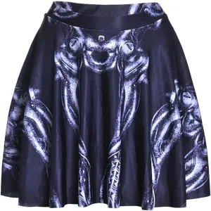 Sister Amy Women's Pleated Elastic Waist Band Flared Printed Midi Skater