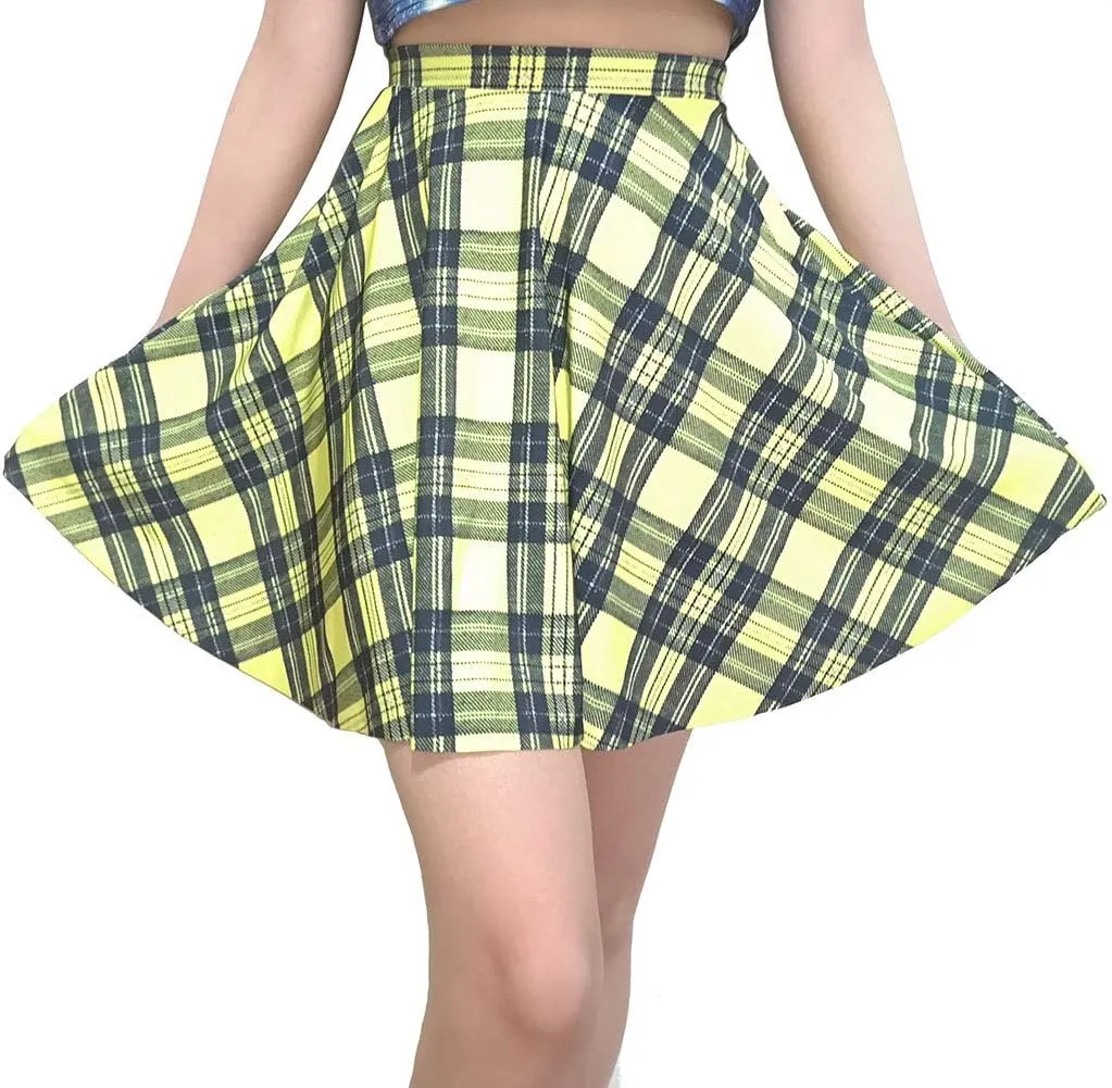 Sister Amy Women's Pleated Elastic Waist Band Flared Printed Midi Skater
