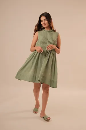 Soft Green Pleated Dress