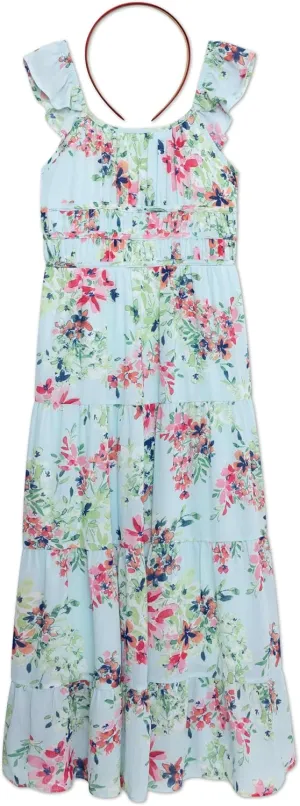 Speechless Girls' Flutter Sleeve Chiffon Maxi Dress
