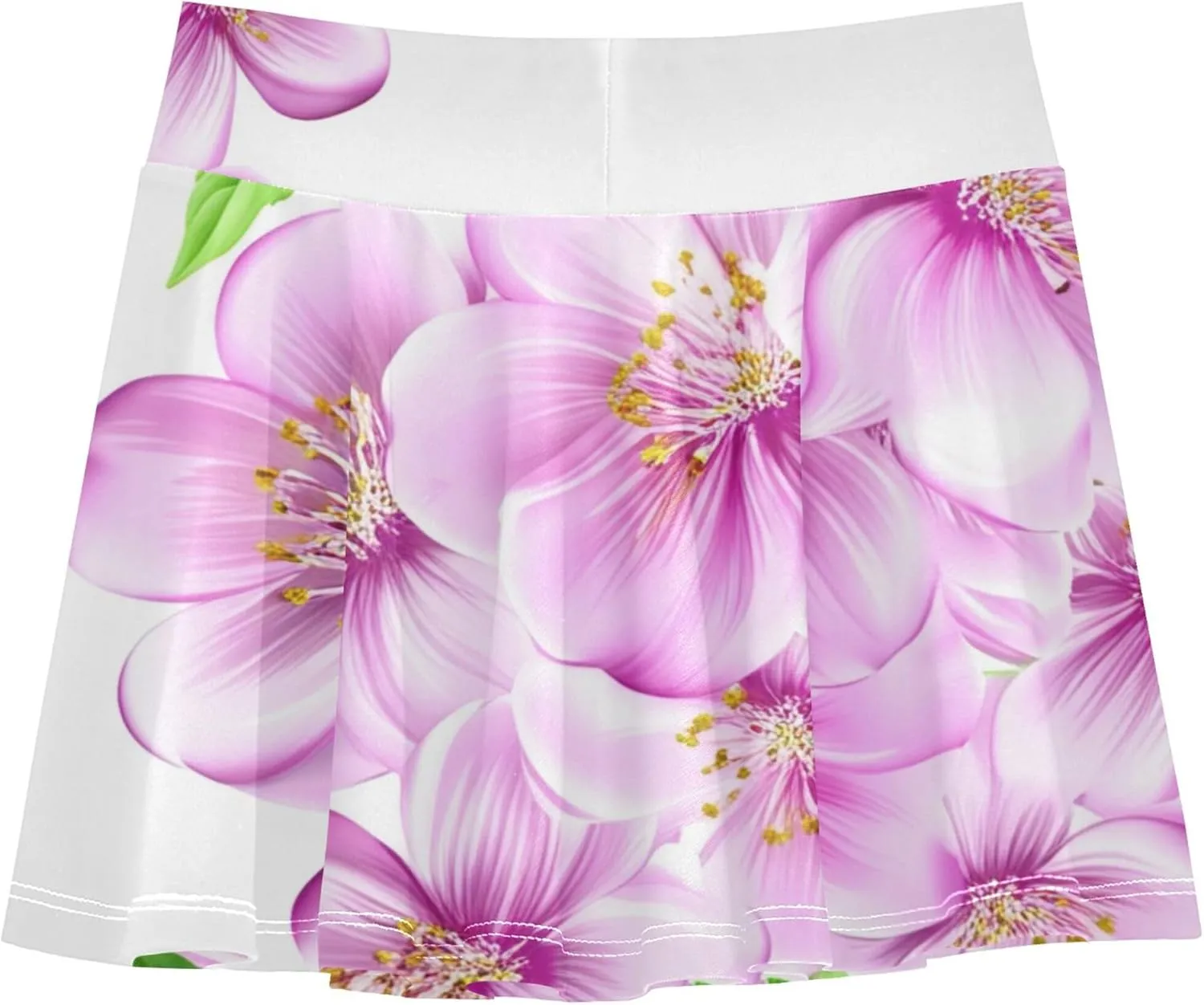 Tennis Skirts for Kids Pink Flowers Green Leaves White Girls Skorts Athletic Shorts Casual Butterfly Skirt 4t