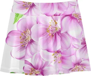 Tennis Skirts for Kids Pink Flowers Green Leaves White Girls Skorts Athletic Shorts Casual Butterfly Skirt 4t