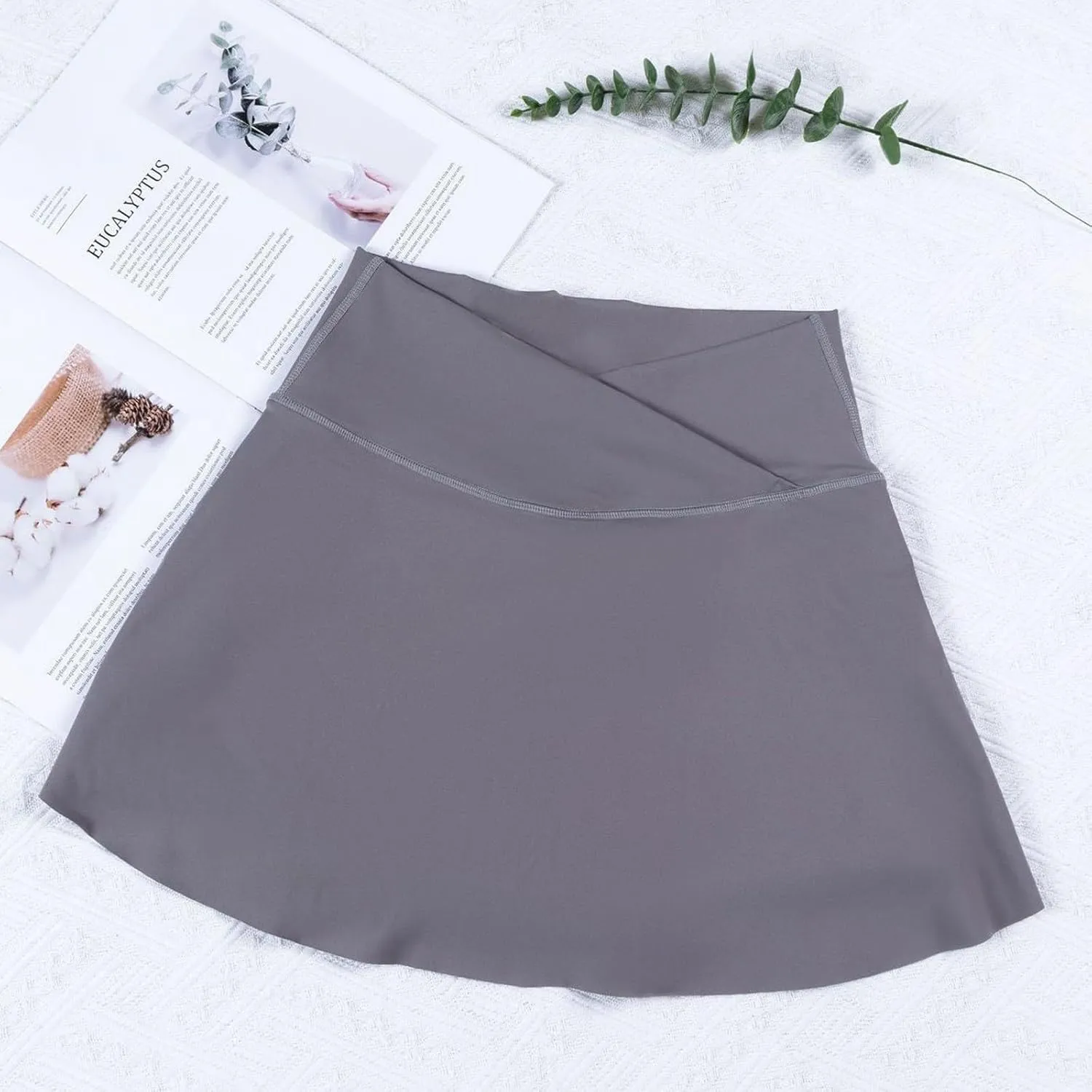 Tennis Skirts for Women with Shorts V Cross High Waisted Tummy Control Golf Skirt Gym Workout Skorts with Pockets