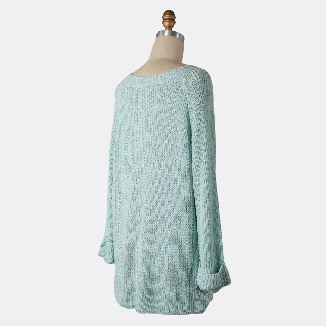 V Neck Knit Sweater (Mint)