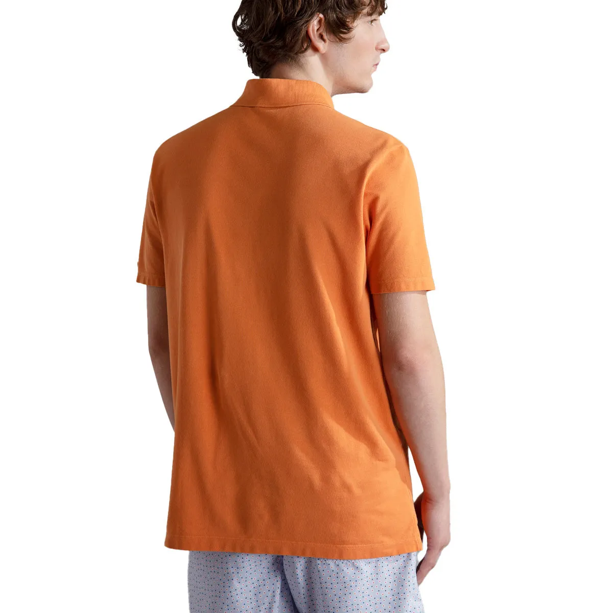 Washed Orange Cotton Piqué Polo Shirt