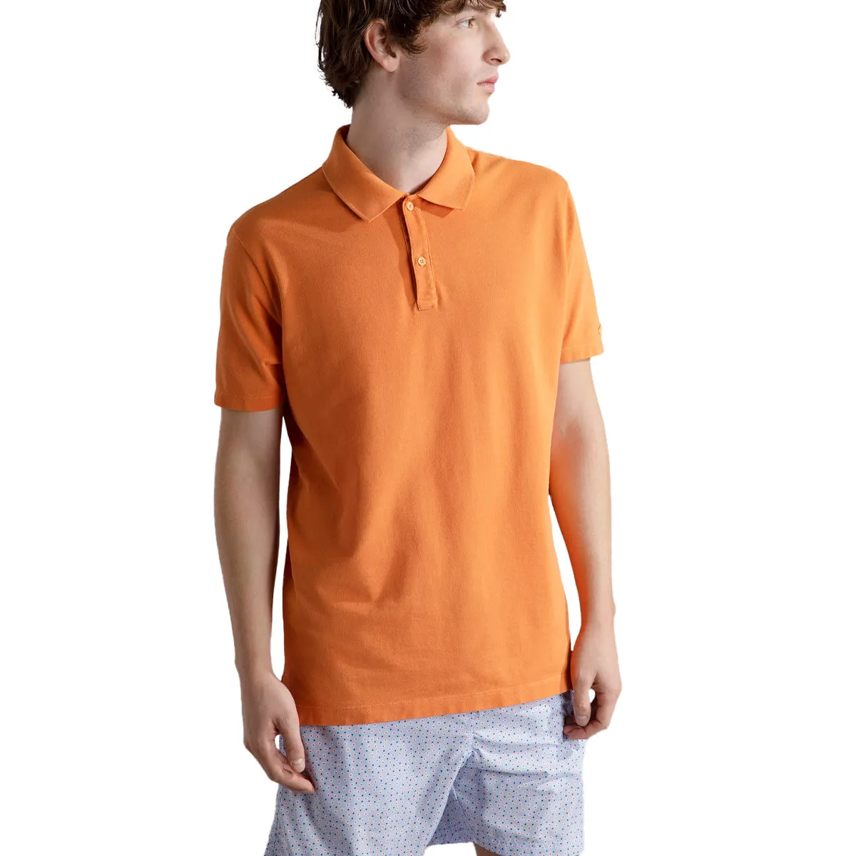 Washed Orange Cotton Piqué Polo Shirt