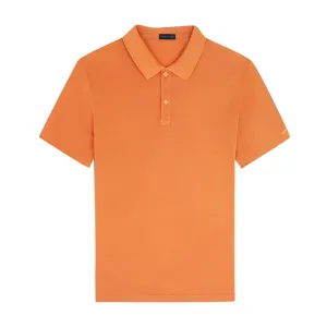Washed Orange Cotton Piqué Polo Shirt
