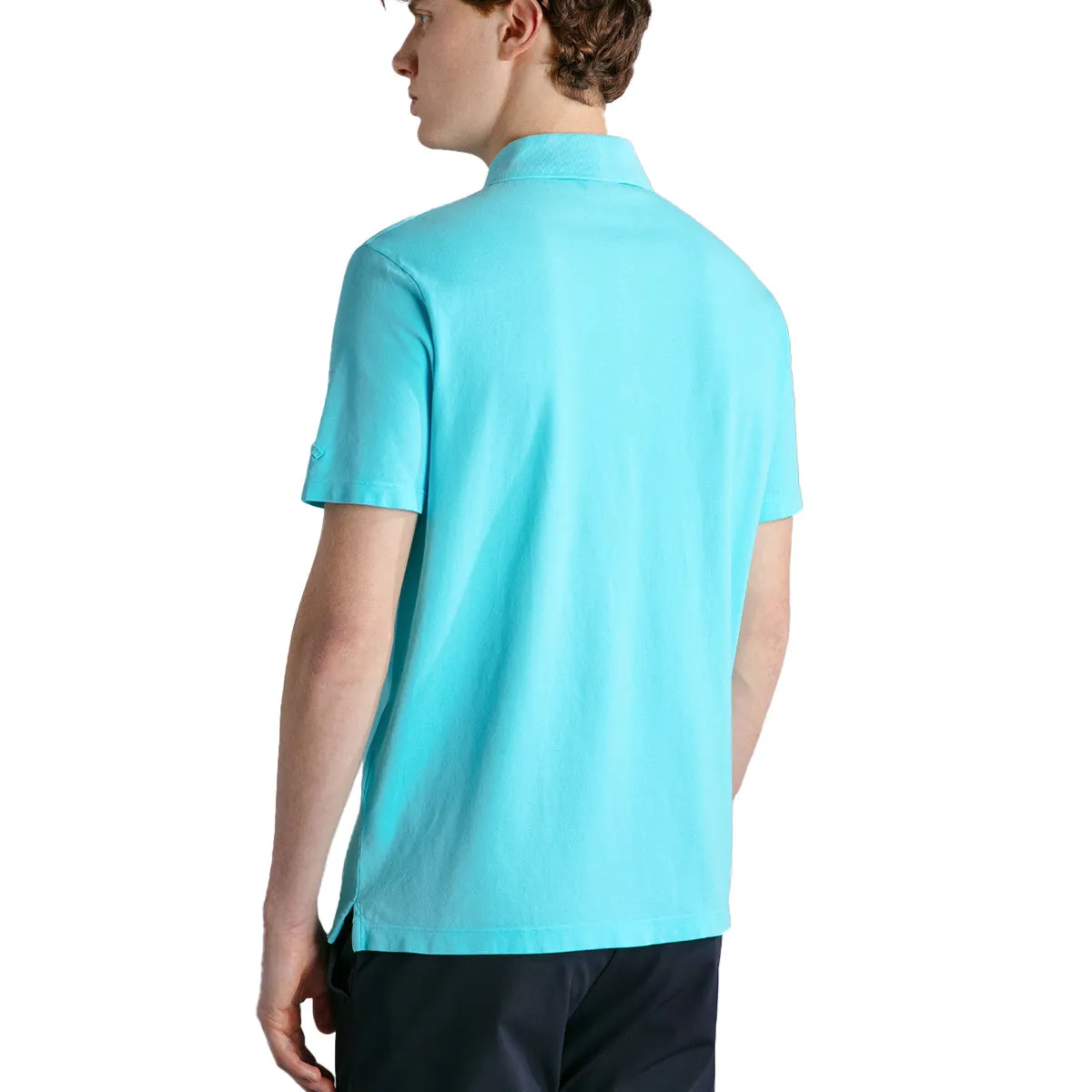 Washed Turquoise Cotton Piqué Polo Shirt