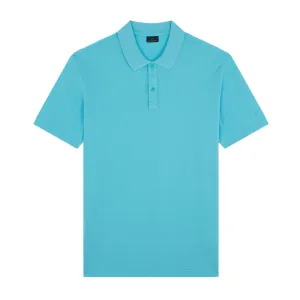 Washed Turquoise Cotton Piqué Polo Shirt