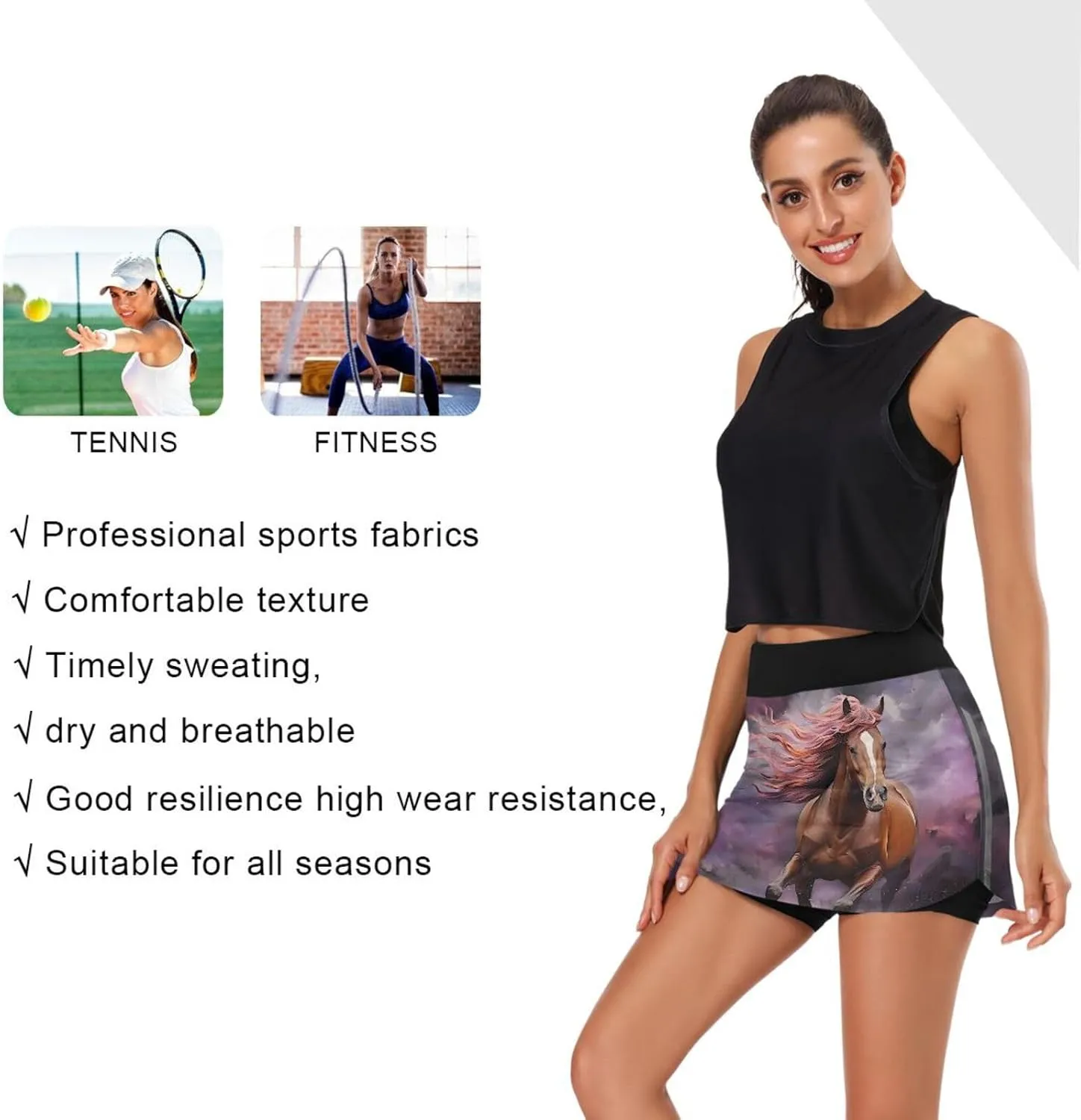 Wildflowers Botanical Ladies Skorts with Pockets High Waisted Womens Tennis Shorts, Mini Skirt