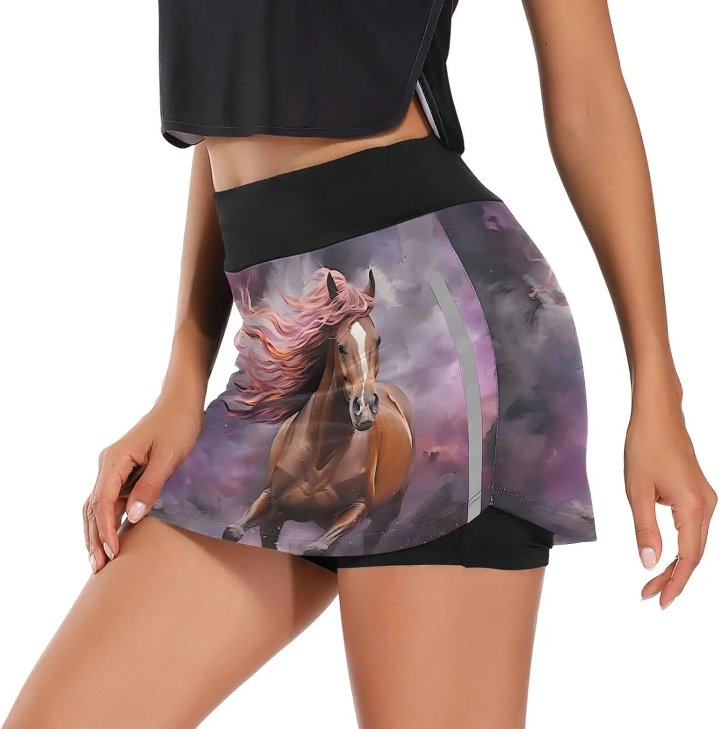Wildflowers Botanical Ladies Skorts with Pockets High Waisted Womens Tennis Shorts, Mini Skirt
