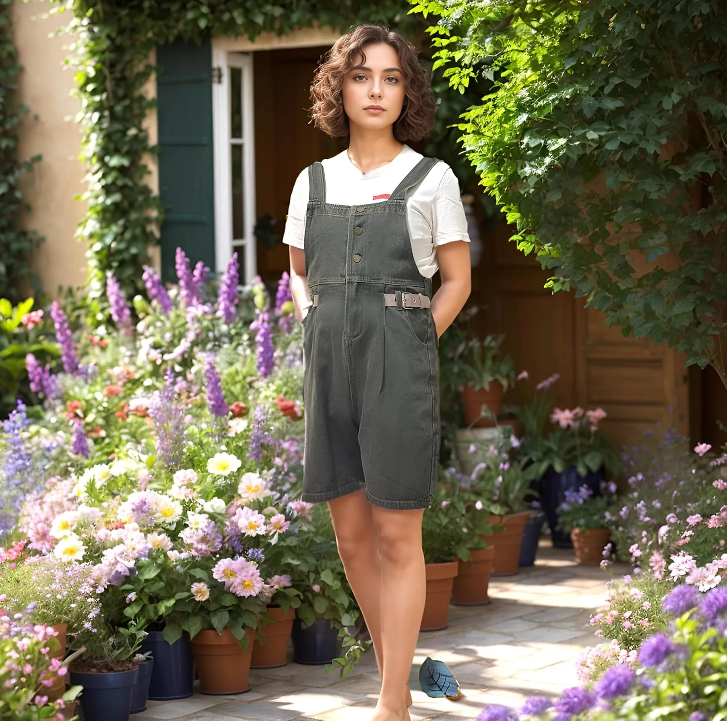 Women's Casual Overalls Loose Linen Jumpsuit Summer Beach Outfits Travel Vacation Clothes Girls