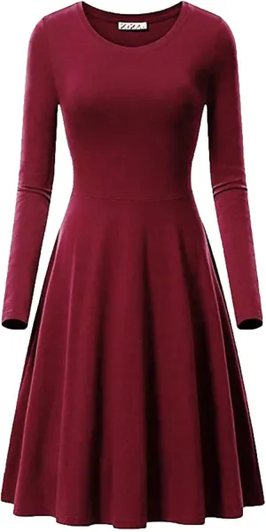 Women's Dresses Fall Casual 2024 Long Sleeve Pleated Elegant a Line Dress Plus Size Flowy Lightweight Long Maxi Dress