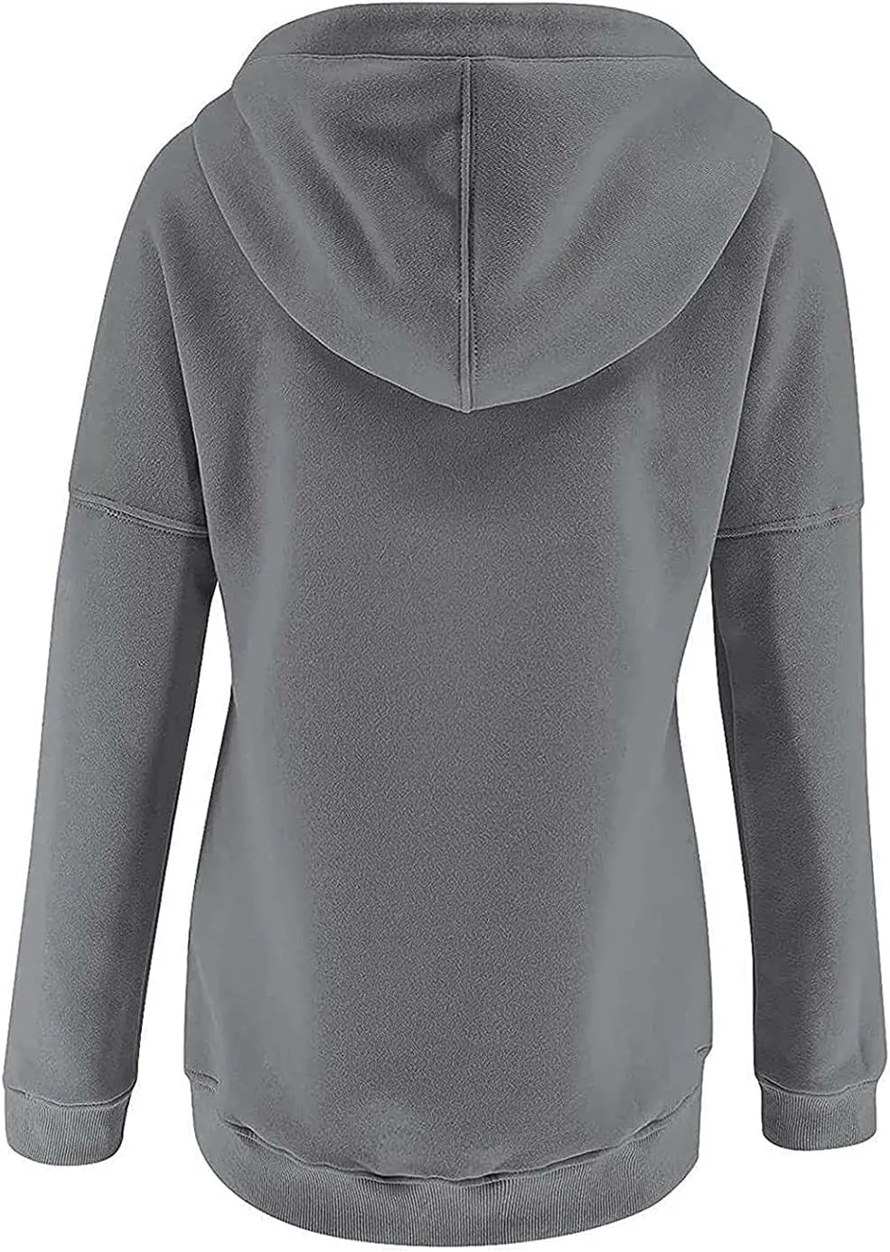 Women's Fashion Casual Hoodies Color Block Long Sleeve Drawstring Button Down Pullover Fall Sweatshirt Tops With Pocket
