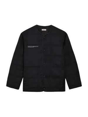 Womens Flower-Warmth Quilted Collarless Jacket black
