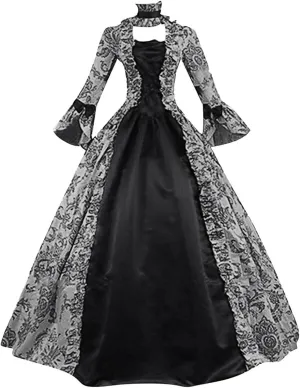 Womens Medieval Gothic Vintage Dress Patchwork Square Neck Renaissance Retro Costume Victorian Long Halloween Dresses