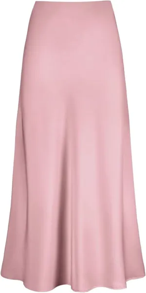 Women's Spring Summer Skirt 2024 Silk Elegant Ruffled Smooth High Waist Cocktail Party Wedding Mermaid Hem Satin Maxi Skirts