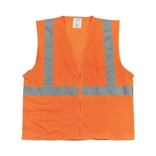 Zipper Safety Vest, Large, Hi-viz Orange